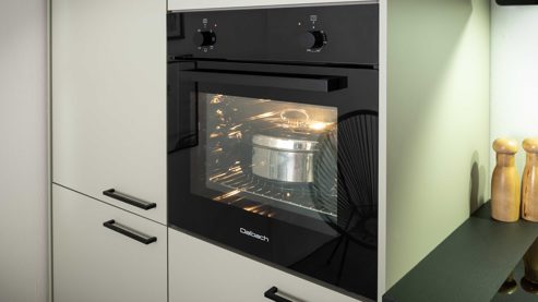 Einbauküche Express küchen aus Holz in Hellgrün EXPRESS KÜCHEN Einbauküche Clean mit Einbaugeräten Salbeigrün & Schwarz  - Länge ca. 390 cm