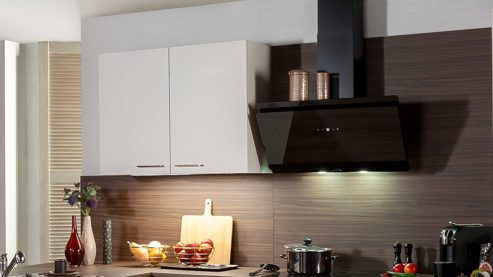 Einbauküche Express küchen aus Holz in Weiß EXPRESS KÜCHEN Einbauküche Win mit Geräten Magnolia & braune Walnuss - Stellfläche ca. 305 x 185 cm