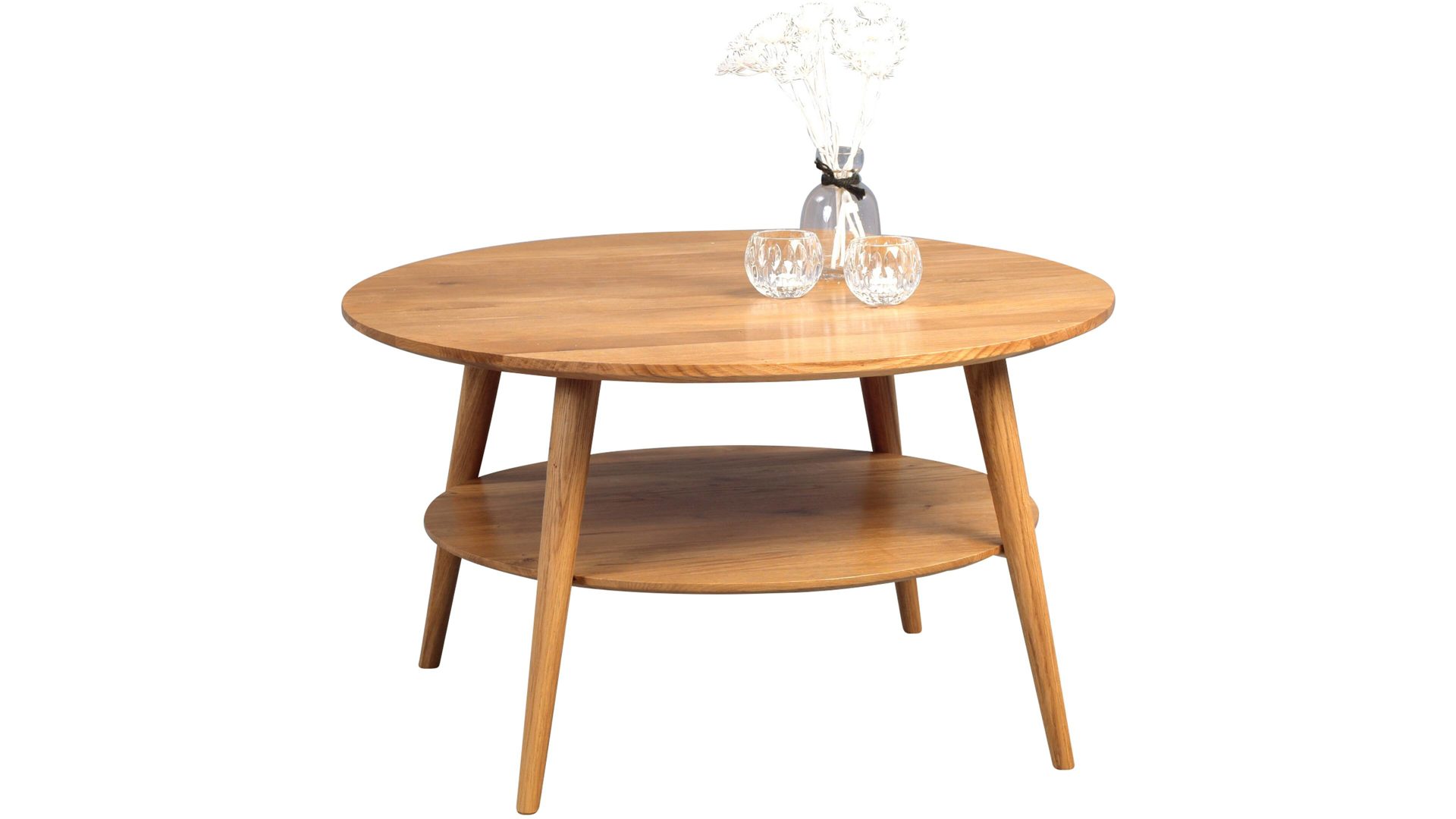 Couchtisch M2 kollektion aus Holz in Holzfarben Massivholzmöbel bzw. Couchtisch geölte Wildeiche – Durchmesser ca. 80 cm