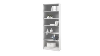 Regal Bega-consult aus Holz in Weiß Bücherregal auch als Büromöbel einsetzbar weiße Kunststoffoberflächen – Höhe ca. 198 cm, fünf Böden