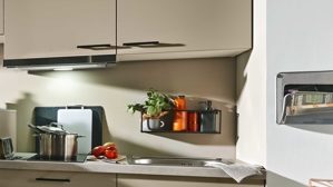 Einbauküche Express küchen aus Holz in Beige EXPRESS KÜCHEN Einbauküche Win mit Spülmaschine Cremegrau - Länge ca. 240 cm