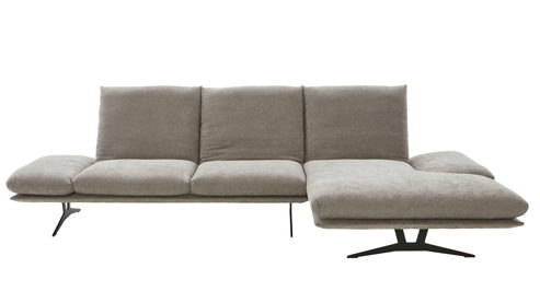 Ecksofa Koinor aus Stoff in Taupe KOINOR Polsterserie Finlay (Francis) - Ecksofa taupefarbenes Chenilleflachgewebe & schwarze Metallkufe - Stellfläche ca. 159 x 314 cm