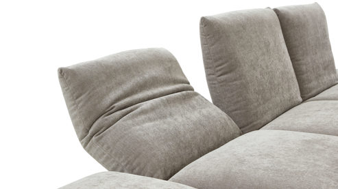 Ecksofa Koinor aus Stoff in Taupe KOINOR Polsterserie Finlay (Francis) - Ecksofa taupefarbenes Chenilleflachgewebe & schwarze Metallkufe - Stellfläche ca. 159 x 314 cm