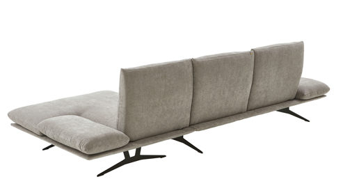 Ecksofa Koinor aus Stoff in Taupe KOINOR Polsterserie Finlay (Francis) - Ecksofa taupefarbenes Chenilleflachgewebe & schwarze Metallkufe - Stellfläche ca. 159 x 314 cm