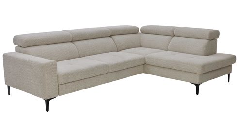 Ecksofa Interliving aus Stoff in Hellgrau Interliving Sofa Serie 4420 - Ecksofa mit Metallfüßen graubeiger Bezug LRS 19 – Stellfläche ca. 285 x 207 cm