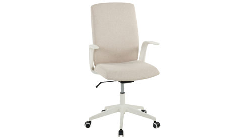 Drehstuhl Duo collection aus Stoff in Beige Drehstuhl Floris sandfarbener Webstoff 210 & weißes Drehkreuz