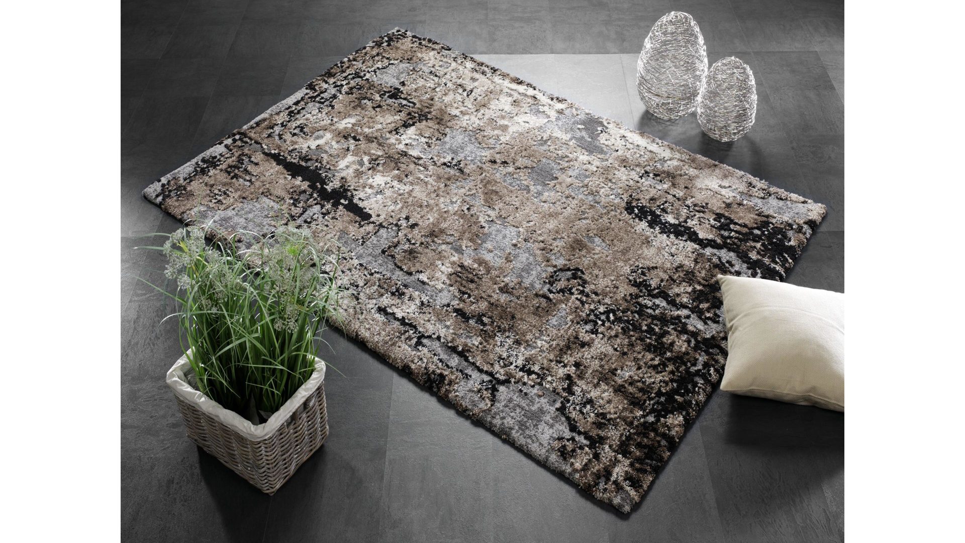 Hochflorteppich Oci aus Mischgewebe in Braun Designerteppich Juwel Liray für Ihre Wohnaccessoires braun-beiges Mischgewebe – ca. 65 x 130 cm