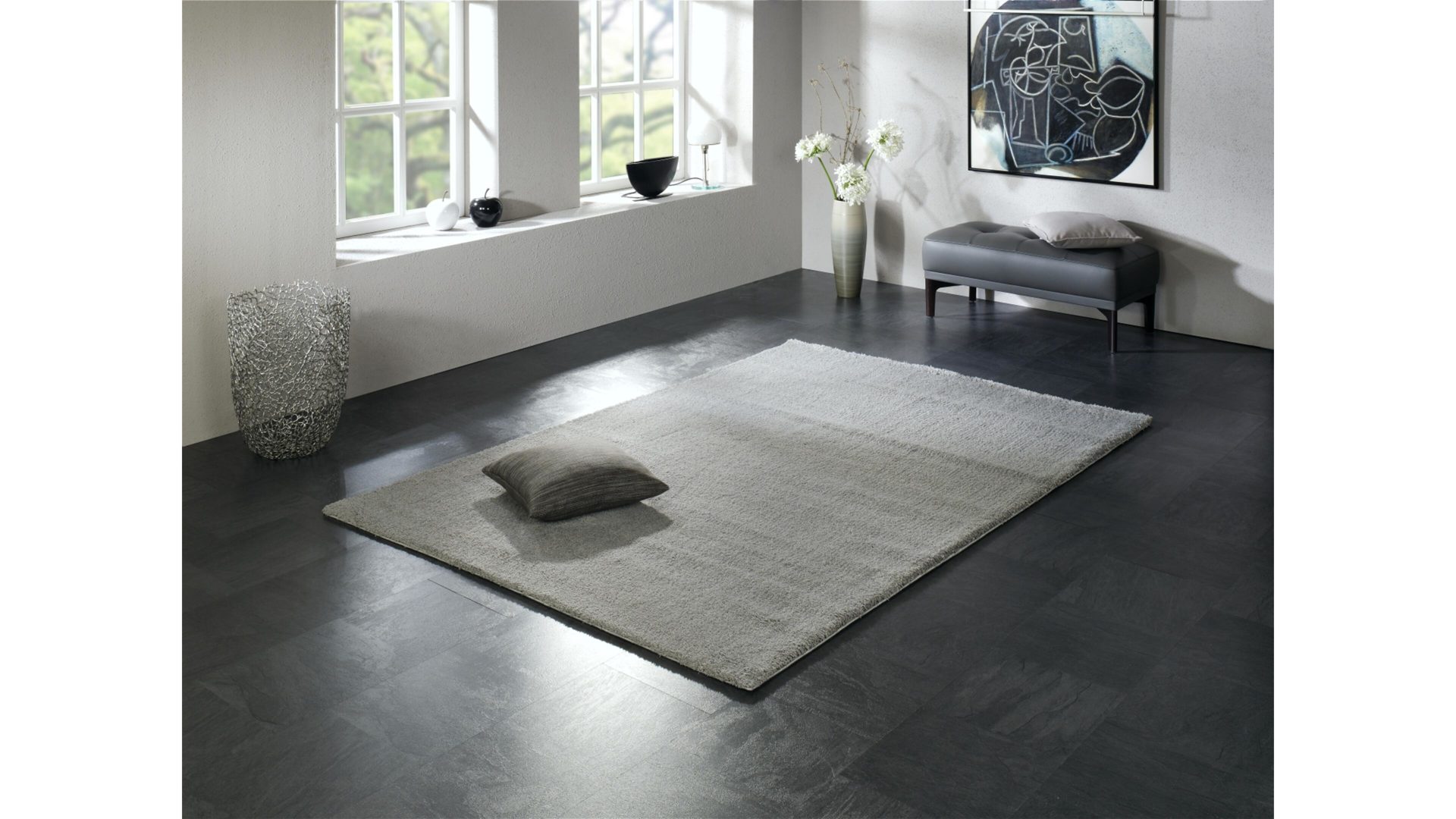 Hochflorteppich Oci aus Kunstfaser in Grau Hochflorteppich Soft Dream für Ihre Wohnaccessoires graue Kunstfaser – ca. 140 x 200 cm