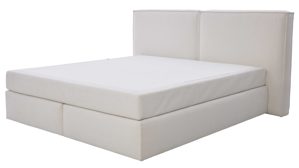 Boxspringbett Interliving aus Stoff in Weiß Interliving Boxspring Bett Serie 1421 elfenbeinfarbener Bezug Alfor 101 - Liegefläche ca. 180 x 200 cm