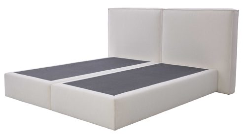 Boxspringbett Interliving aus Stoff in Weiß Interliving Boxspring Bett Serie 1421 elfenbeinfarbener Bezug Alfor 101 - Liegefläche ca. 180 x 200 cm