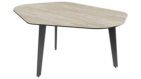 Couchtisch Interliving aus Keramik in Beige Interliving Couchtisch Serie 6231 - Couchtisch travertinfarbene Keramik & schwarzer Stahl - 92 x 65 cm