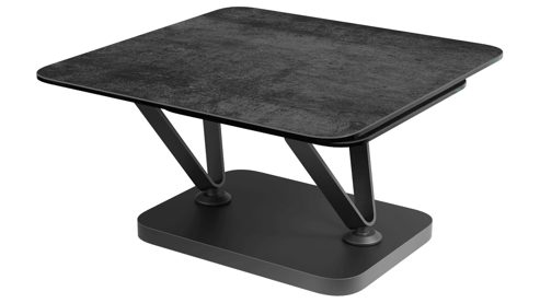 Couchtisch Interliving aus Keramik in Dunkelgrau Interliving Couchtisch Serie 6232 titanfarbene Keramik & schwarzer Stahl - 80-137 x 80 cm