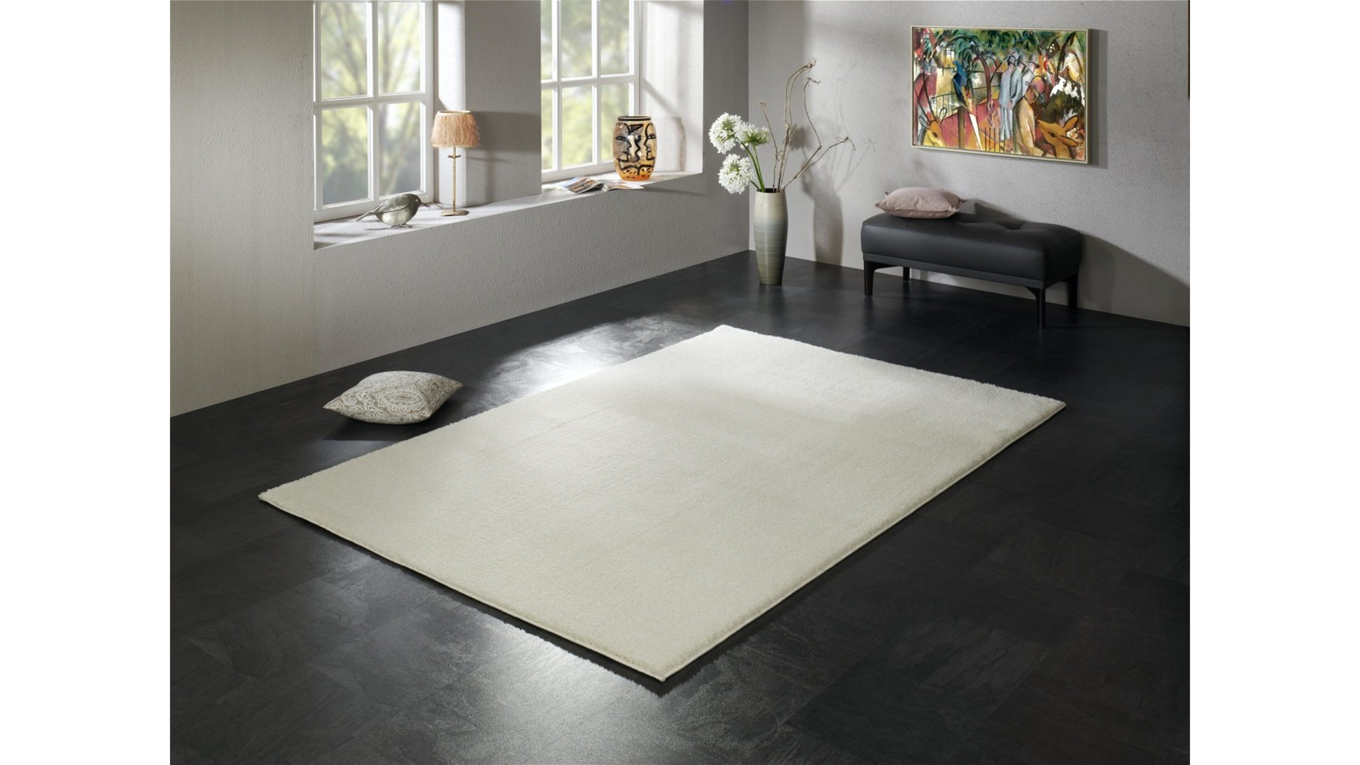 Hochflorteppich Oci aus Kunstfaser in Weiß Hochflorteppich Soft Dream für Ihre Wohnaccessoires cremefarbene Kunstfaser – ca. 160 x 230 cm