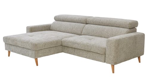 Ecksofa Interliving aus Stoff in Grau Interliving Sofa Serie 4420 - Ecksofa mit Holzfüßen grausilberner Bezug LRS 19 – Stellfläche ca. 178 x 256 cm