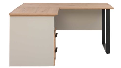 Eckschreibtisch Interliving aus Holz in Holzfarben Interliving Jugendzimmer Serie 1702 - Eckschreibtisch mit Container Sandgrau & Artisan Eiche - Stellfläche ca. 125 x 150 cm