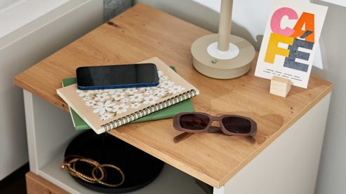 Nachtkommode Interliving aus Holz in Holzfarben Interliving Jugendzimmer Serie 1702 - Nachtkommode Artisan Eiche & Sandgrau - eine Schublade, ein Fach, Breite ca. 46 cm