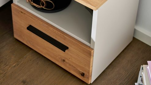 Nachtkommode Interliving aus Holz in Holzfarben Interliving Jugendzimmer Serie 1702 - Nachtkommode Artisan Eiche & Sandgrau - eine Schublade, ein Fach, Breite ca. 46 cm