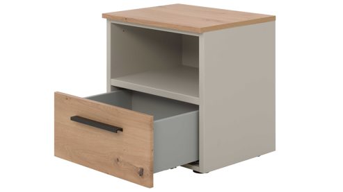 Nachtkommode Interliving aus Holz in Holzfarben Interliving Jugendzimmer Serie 1702 - Nachtkommode Artisan Eiche & Sandgrau - eine Schublade, ein Fach, Breite ca. 46 cm