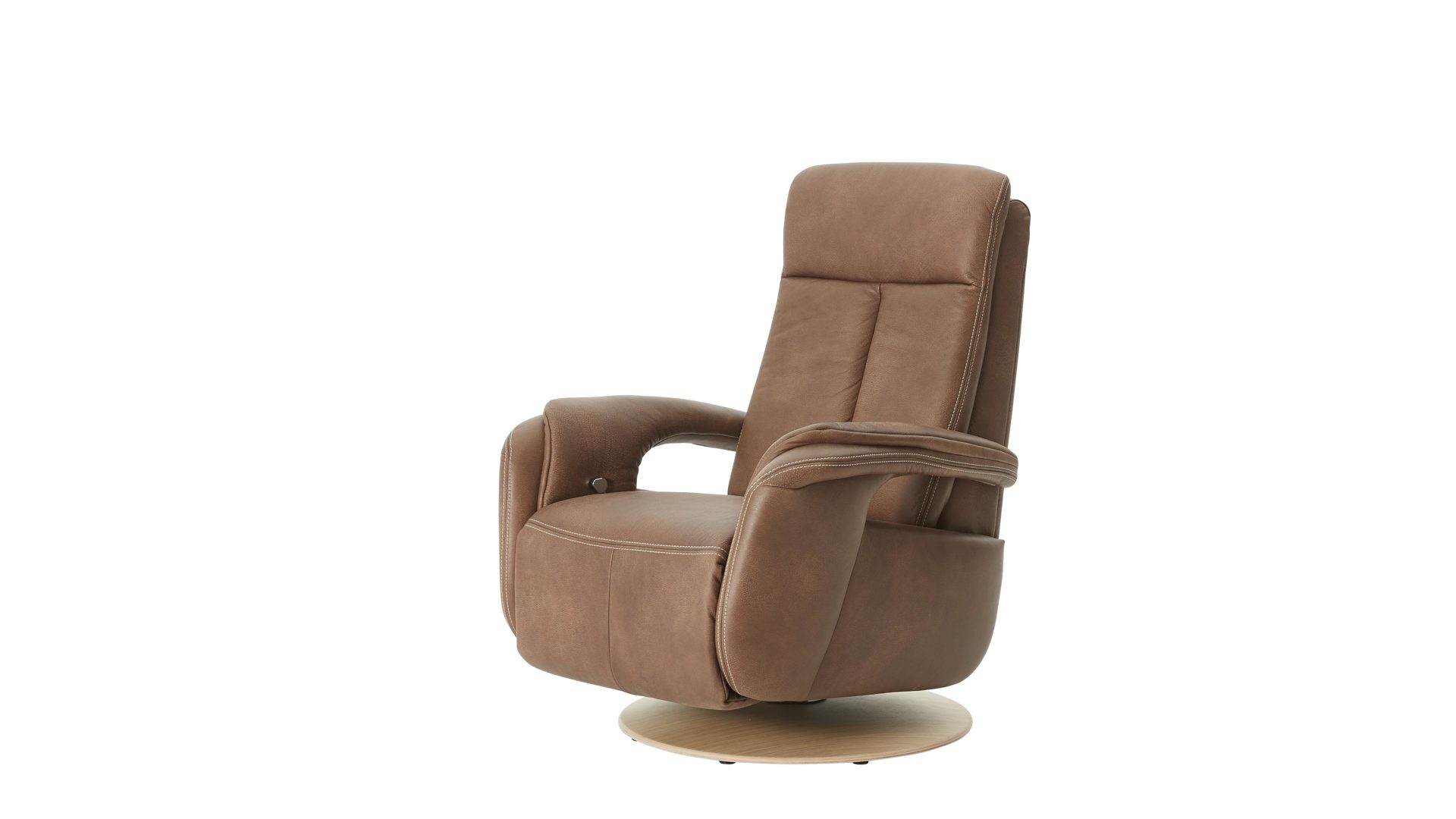 Relaxsessel modulmaster aus Leder in Braun Modulmaster MM-PN1035 - Relaxsessel 1SDCL D1 chaifarbenes Leder Aurelia & Holz-Tellerfuß