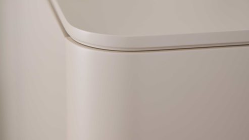 Highboard Interliving aus Holz in Beige Interliving Wohnzimmer Serie 2035 - Highboard beiger Mattlack - drei Schubladen, drei Türen