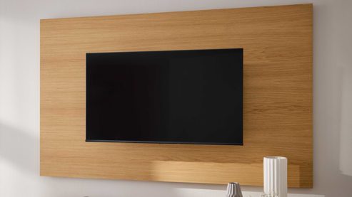 Wohnwand Interliving aus Holz in Holzfarben Interliving Wohnzimmer Serie 2035 - TV-Wand beiger Mattlack & Eiche - zweiteilig, Länge ca. 200 cm