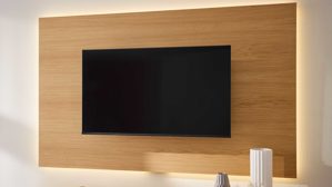 Wohnwand Interliving aus Holz in Holzfarben Interliving Wohnzimmer Serie 2035 - TV-Wand beiger Mattlack & Eiche - zweiteilig, Länge ca. 200 cm