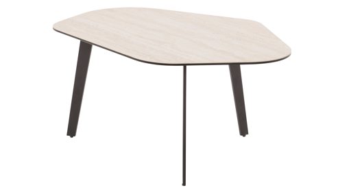 Couchtisch Interliving aus Keramik in Beige Interliving Couchtisch Serie 6231 - Couchtisch travertinfarbene Keramik & schwarzer Stahl - 92 x 65 cm