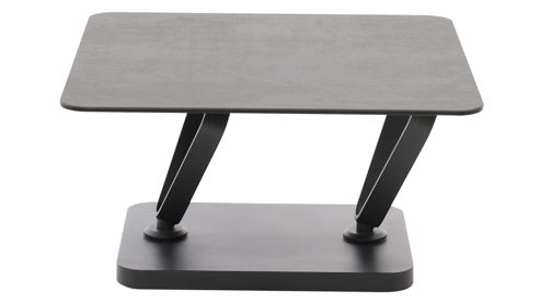 Couchtisch Interliving aus Keramik in Dunkelgrau Interliving Couchtisch Serie 6232 titanfarbene Keramik & schwarzer Stahl - 80-137 x 80 cm