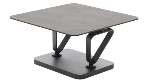 Couchtisch Interliving aus Keramik in Dunkelgrau Interliving Couchtisch Serie 6232 titanfarbene Keramik & schwarzer Stahl - 80-137 x 80 cm