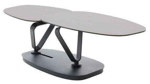 Couchtisch Interliving aus Keramik in Grau Interliving Couchtisch Serie 6233 silberfarbene Keramik & schwarzer Stahl - 90-149 x 60 cm