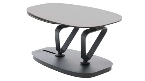 Couchtisch Interliving aus Keramik in Grau Interliving Couchtisch Serie 6233 silberfarbene Keramik & schwarzer Stahl - 90-149 x 60 cm