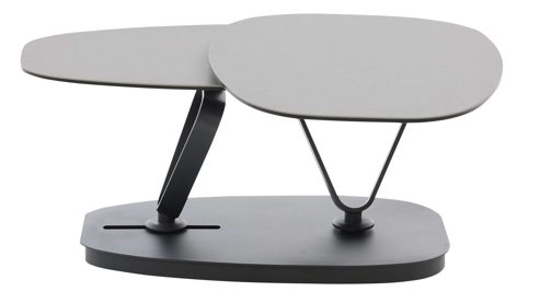 Couchtisch Interliving aus Keramik in Grau Interliving Couchtisch Serie 6233 silberfarbene Keramik & schwarzer Stahl - 90-149 x 60 cm