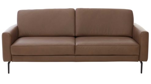 Dreisitzer Interliving aus Leder in Braun Interliving Sofa Serie 4066 – Dreisitzer walnussfarbenes Leder Cloudy noce & schwarze Metallfüße – Länge ca. 208 cm