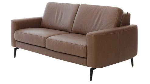 Zweisitzer Interliving aus Leder in Braun Interliving Sofa Serie 4066 – Zweisitzer walnussfarbenes Leder Cloudy noce & schwarze Metallfüße – Länge ca. 150 cm