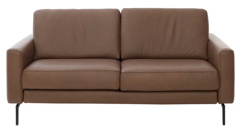 Zweisitzer Interliving aus Leder in Braun Interliving Sofa Serie 4066 – Zweisitzer walnussfarbenes Leder Cloudy noce & schwarze Metallfüße – Länge ca. 150 cm