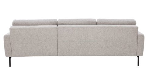 Ecksofa Interliving aus Leder Stoff in Hellgrau Interliving Sofa Serie 4066 – Ecksofa granitfarbener Webstoff Lian & schwarze Metallfüße – Stellfläche ca. 267 x 169 cm