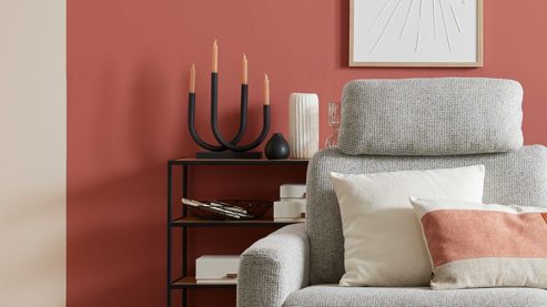 Kopfstütze Interliving aus Stoff in Hellgrau Interliving Sofa Serie 4066 – Premium-Kopfstütze granitfarbener Webstoff Lian - ca. 65 x 23 cm