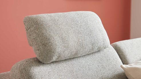 Kopfstütze Interliving aus Stoff in Hellgrau Interliving Sofa Serie 4066 – Premium-Kopfstütze granitfarbener Webstoff Lian - ca. 65 x 23 cm