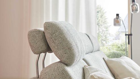 Kopfstütze Interliving aus Stoff in Hellgrau Interliving Sofa Serie 4066 – Premium-Kopfstütze granitfarbener Webstoff Lian - ca. 65 x 23 cm