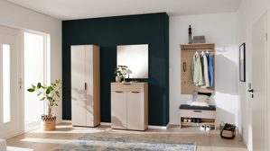 Garderoben-Set Interliving aus Holz in Grau Interliving Garderobe Serie 6015 - Garderoben-Set Steingrau & Eiche - sechsteilig