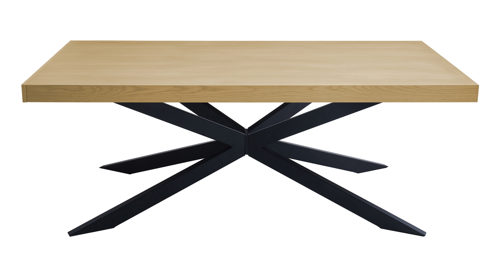 Auszugtisch Hela aus Holz in Holzfarben Esstisch Tavira T Eiche hell & schwarzes Metall - ca. 200 - 300 x 100 cm