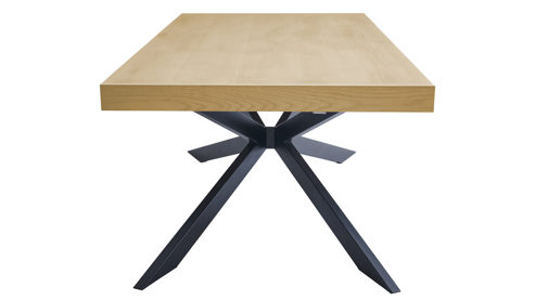 Auszugtisch Hela aus Holz in Holzfarben Esstisch Tavira T Eiche hell & schwarzes Metall - ca. 200 - 300 x 100 cm