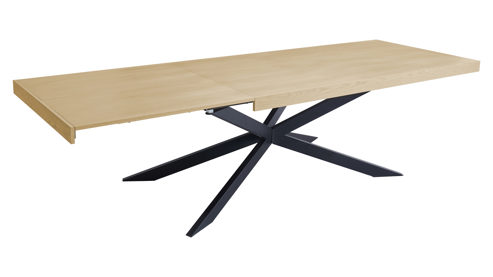 Auszugtisch Hela aus Holz in Holzfarben Esstisch Tavira T Eiche hell & schwarzes Metall - ca. 200 - 300 x 100 cm