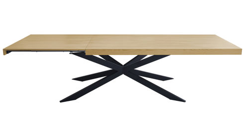 Auszugtisch Hela aus Holz in Holzfarben Esstisch Tavira T Eiche hell & schwarzes Metall - ca. 200 - 300 x 100 cm