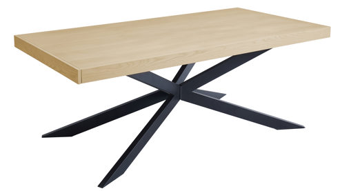 Auszugtisch Hela aus Holz in Holzfarben Esstisch Tavira T Eiche hell & schwarzes Metall - ca. 200 - 300 x 100 cm