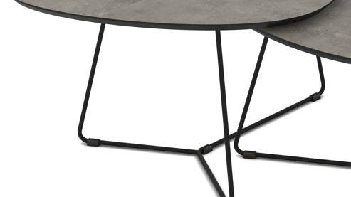 Couchtisch Hela aus Holz in Dunkelgrau Couchtisch-Set Pisa CT dunkle Betonoptik & schwarzes Metall - zweiteilig