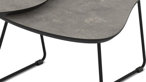 Couchtisch Hela aus Holz in Dunkelgrau Couchtisch-Set Pisa CT dunkle Betonoptik & schwarzes Metall - zweiteilig