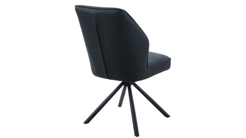 Vierfußstuhl Hela aus Leder in Schwarz Polsterstuhl Braga S Schwarz & schwarzes Metall - drehbar