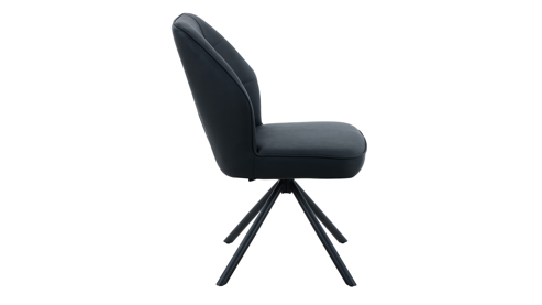 Vierfußstuhl Hela aus Leder in Schwarz Polsterstuhl Braga S Schwarz & schwarzes Metall - drehbar