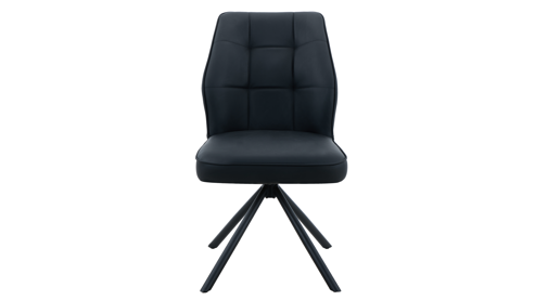 Vierfußstuhl Hela aus Leder in Schwarz Polsterstuhl Braga S Schwarz & schwarzes Metall - drehbar